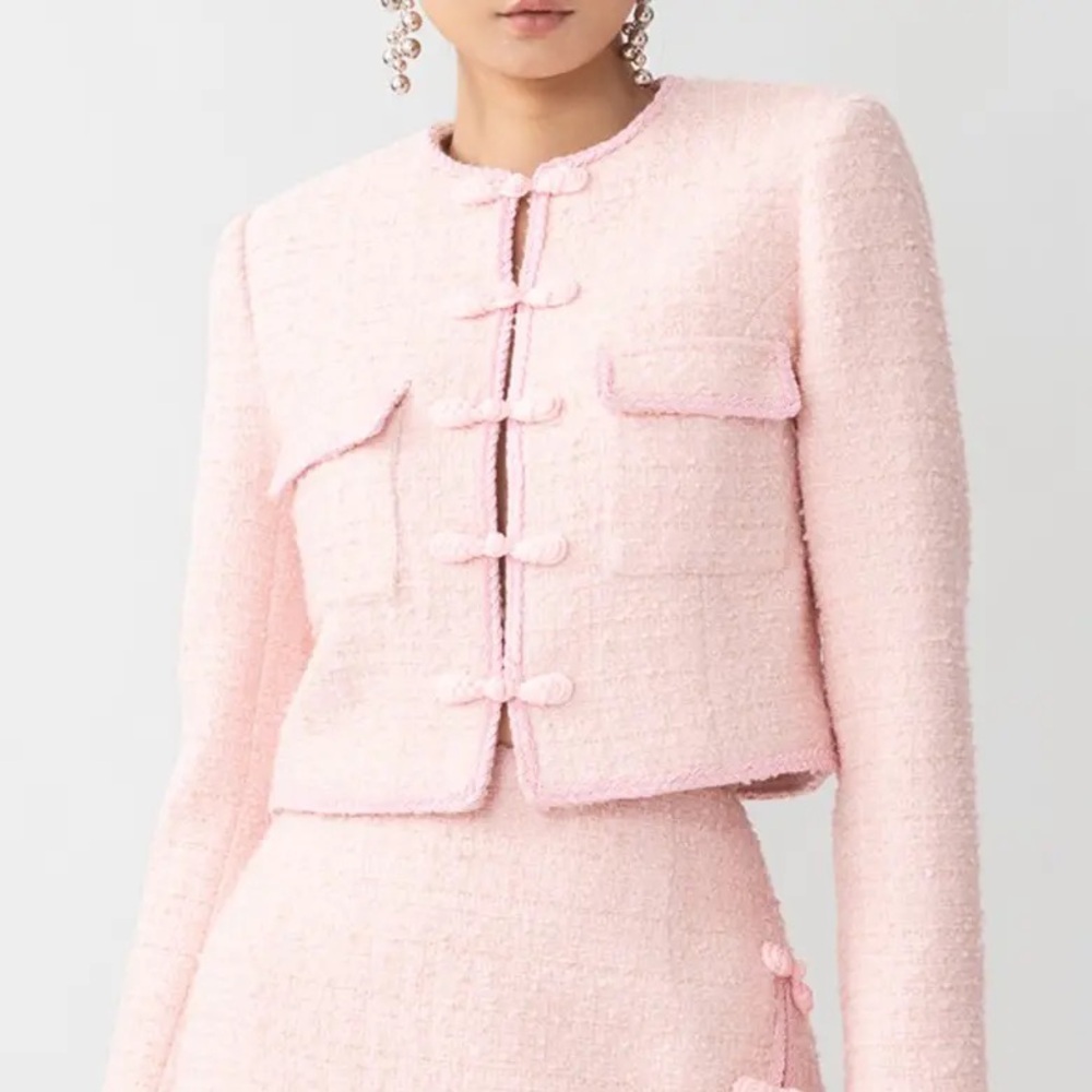 Sau Lee Abbie Metallic Tweed Jacket in Pink